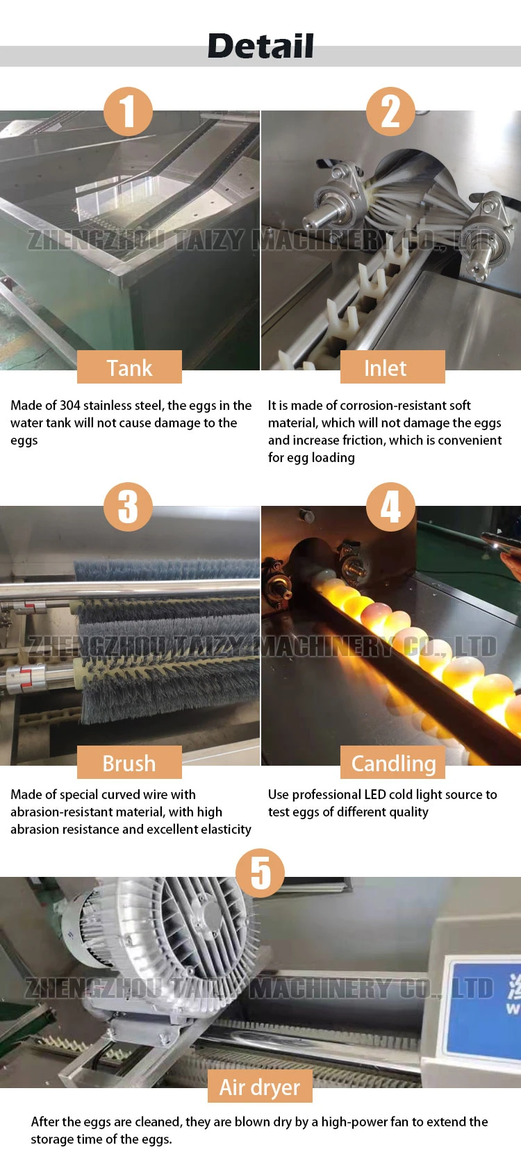 Automatic Brush Egg Washing Candling Oil Spraying Machine Egg Processing Line